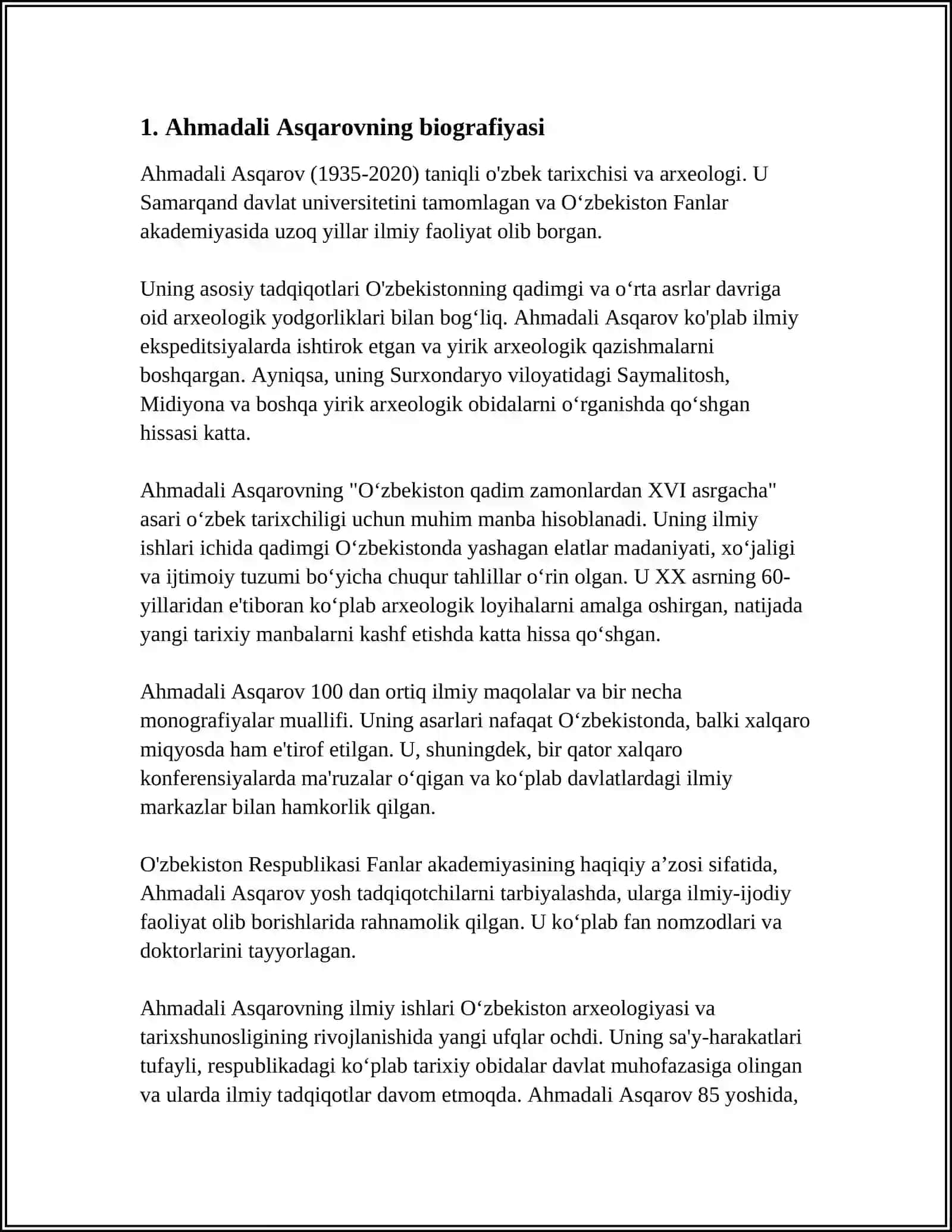 TARIXCHI AHMADALI ASQAROVNING ILMIY IZLANISHLARI VA BIZGA QOLDIRGAN MEROSI 4