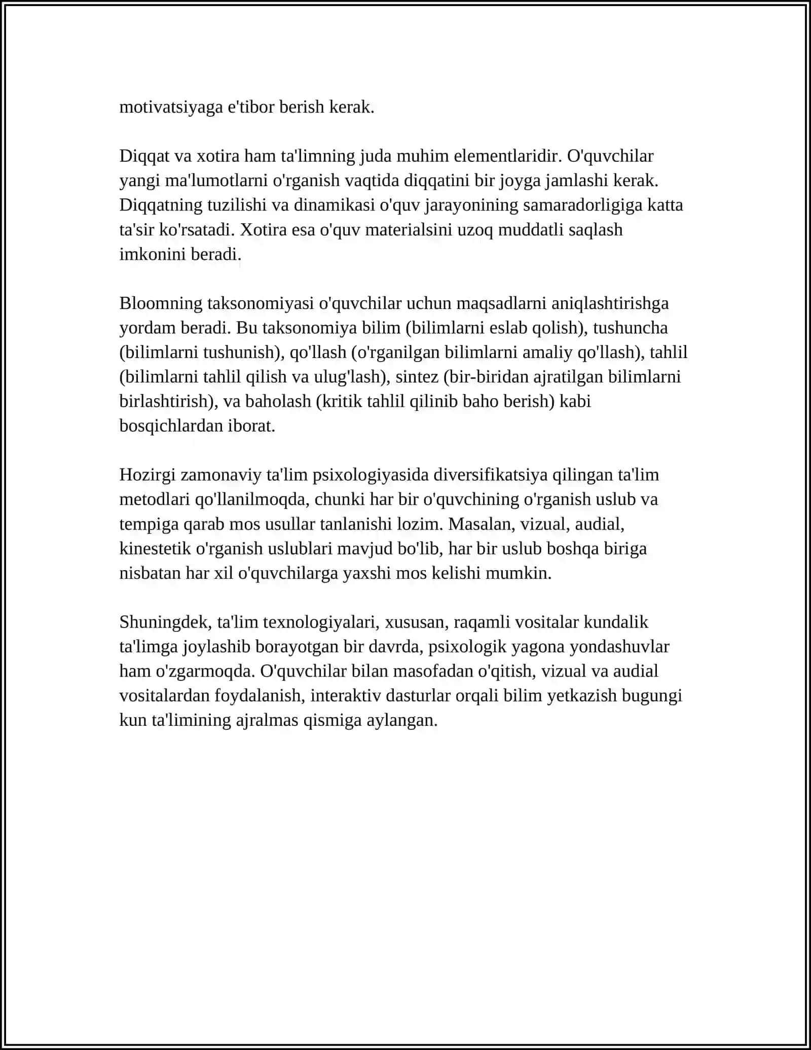 PEDAGOGIK PSIXALOGIYANING ASOSIY MUOMMOLARI 4