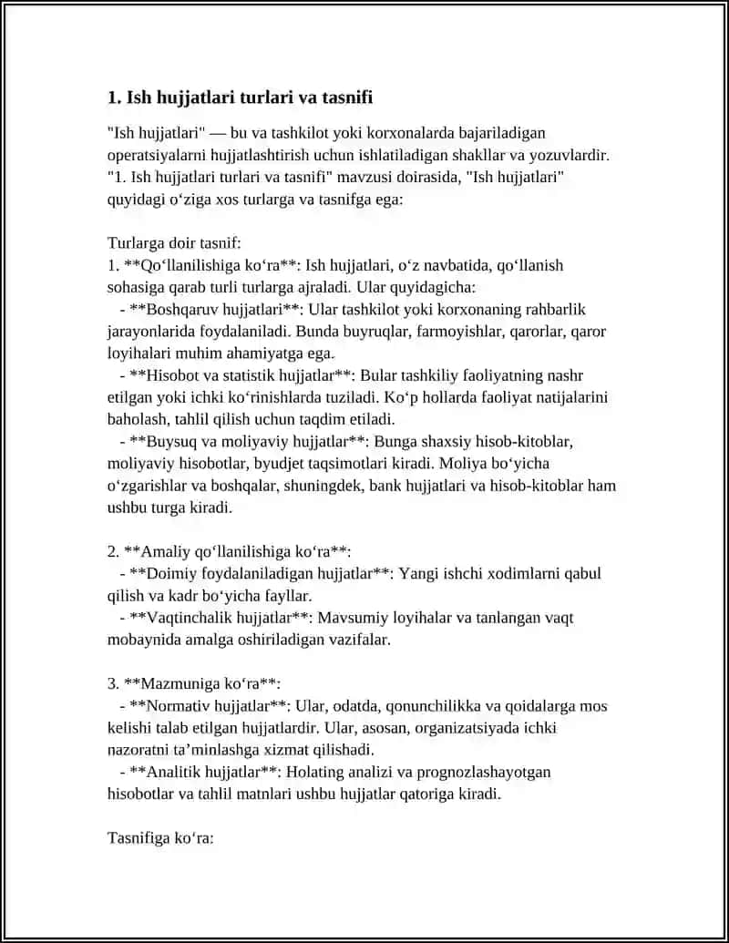 Ish hujatlari va ularga go'yiladigan asosiy talablar 4