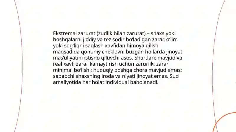 Qilmishning jinoiyligini istisno qiladigan holatlar 4