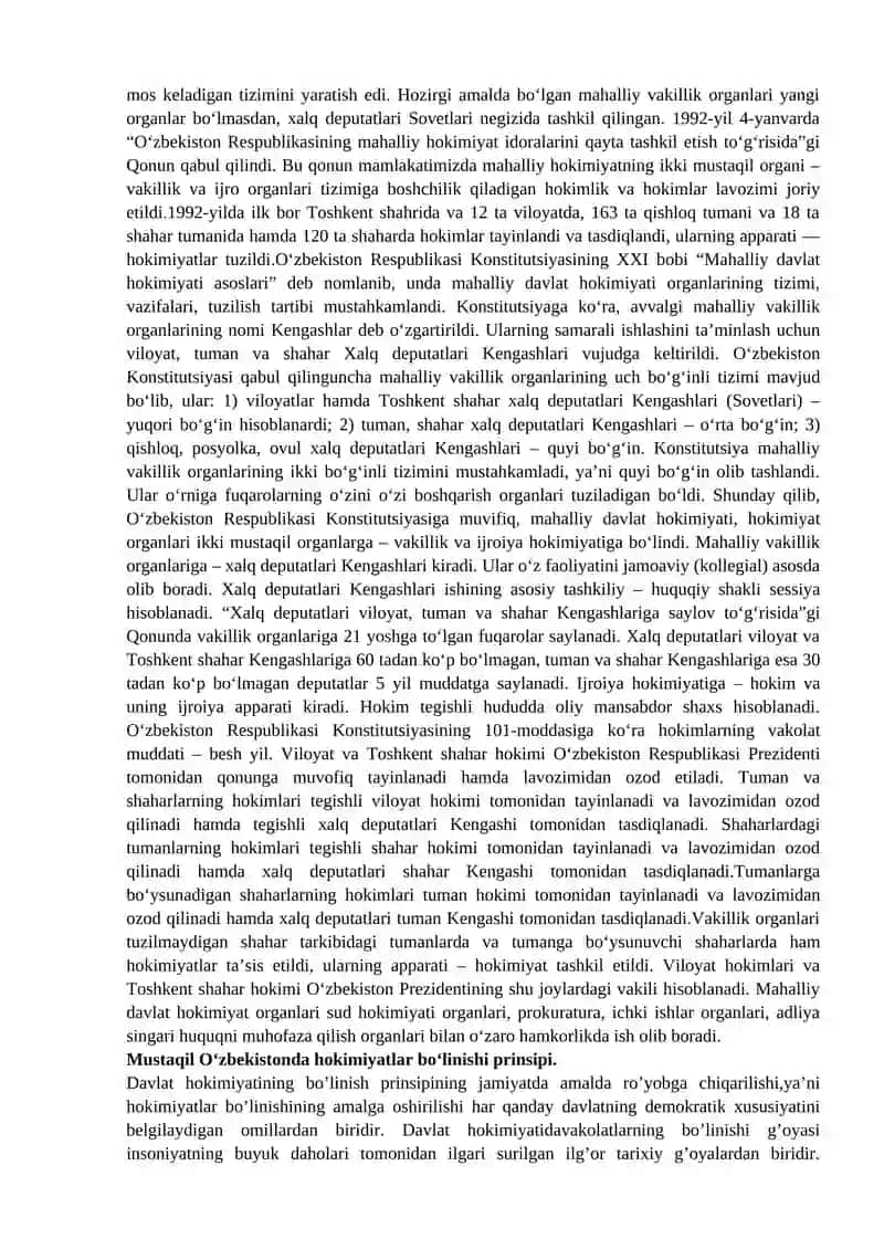 O‘zbekistonda demokratik,fuqarolik jamiyati asoslarining shakllanishi, amalga oshirilgan siyosiy islohotlar 4