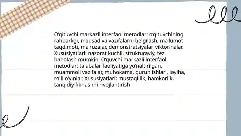 O'qitishda interfaol metodlar klassifikatsiyasi 4