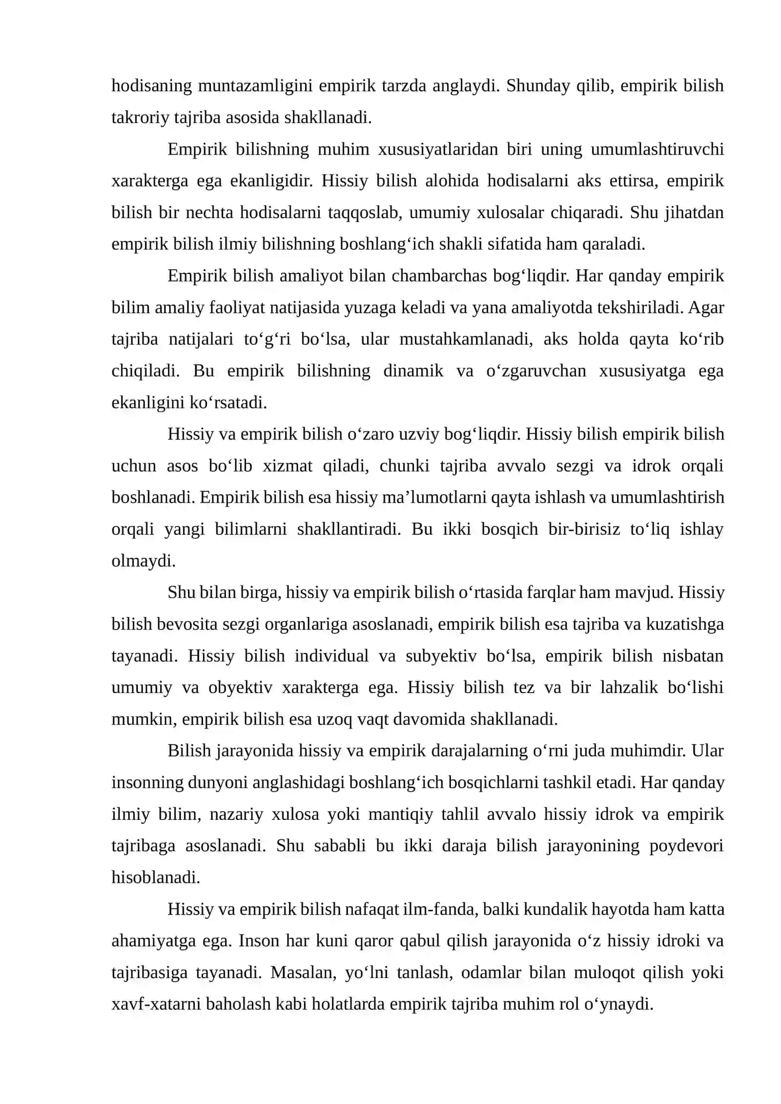 Hissiy, empirik, nazariy, mantiqiy va intuitiv bilish darajalarining o‘zaro aloqasi va farqi 4