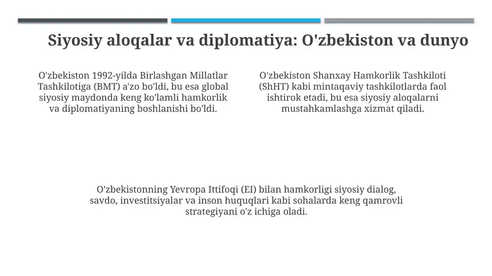 Oʻzbekiston va jahon davlatlari integratsiyasi 4