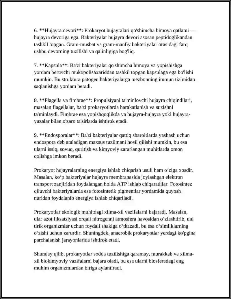 PROKARIOT VA EUKARIOT HUJAYRALARNING UMUMIY TUZILISHI.VAQTINCHALIK PREPPARATTAYYORLASH VA UNDA HUJAYRA ORGANOIDLARNI O'RGANISH 4