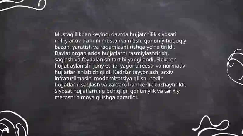 Hujjatchilik tarixi Uzbekistan Respublikasida Hujjatchilik takomillashuvi 4