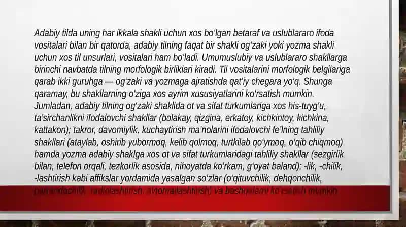 YOZMA VA OG’ZAKI USLUB VA UNING XUSUSIYATLARI 4