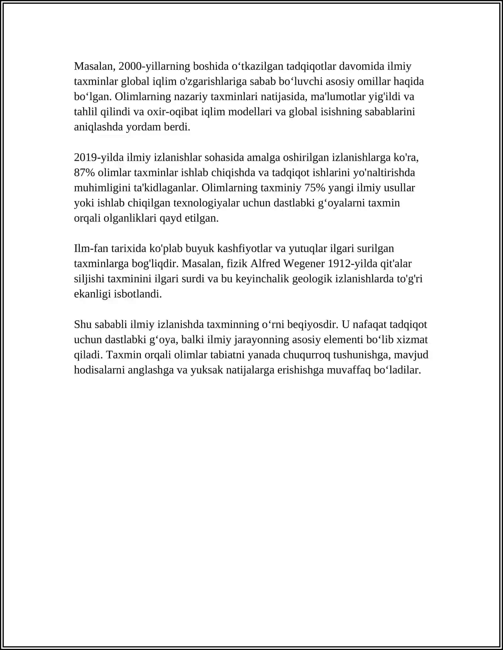 ILMIY IZLANISHDA TAXMIN TUSHUNCHASI 4