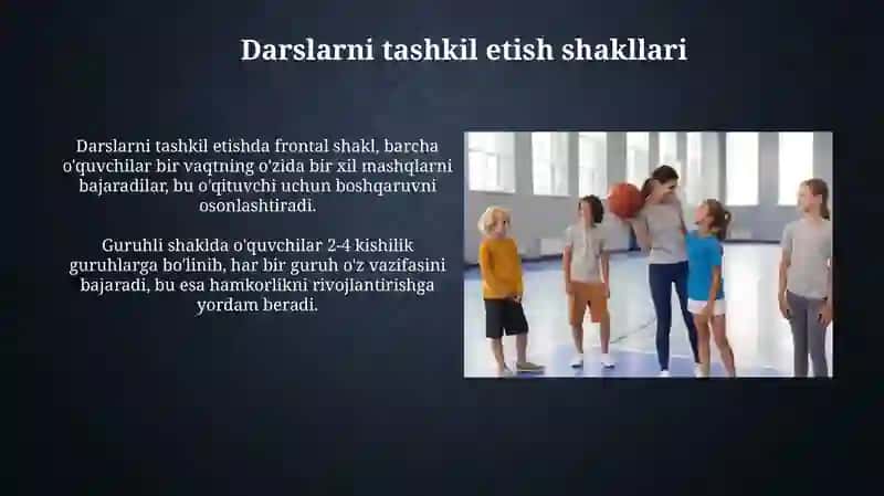 Ta'lim muassasalarida jismoniy tarbiya darslarini tashkil qilish va o'tkazish usullari 4