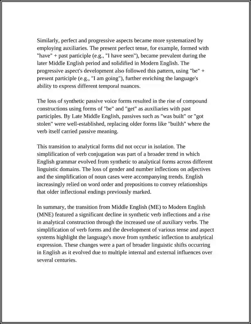 CHANGES IN GRAMMATICAL SYSTEM IN MNE. TENSES AND ASPECT: FROM ME TO MNE. ANALYTICAL FORMATION 4
