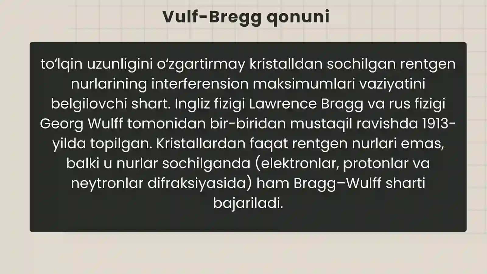 KRISTALL PANJARADAGI DIFRAKSIYA HODISASI. BREGG QONUNI 4