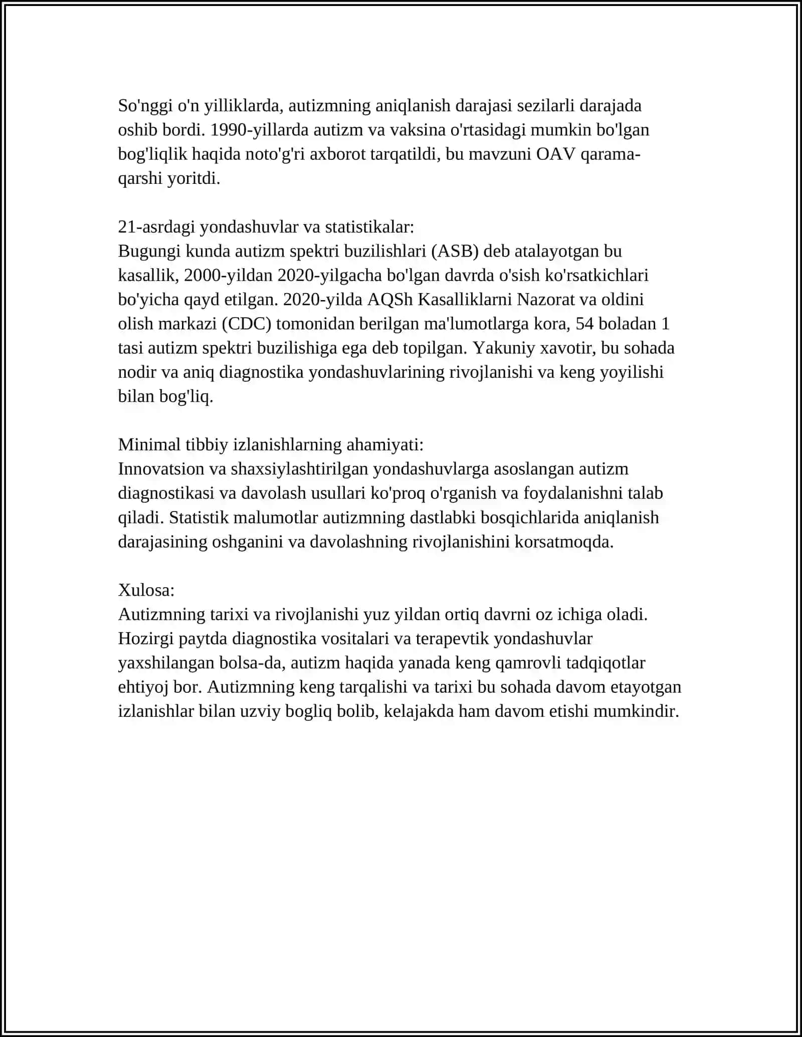 AUTIZIM KASSALIGIDAN REFERAT 4