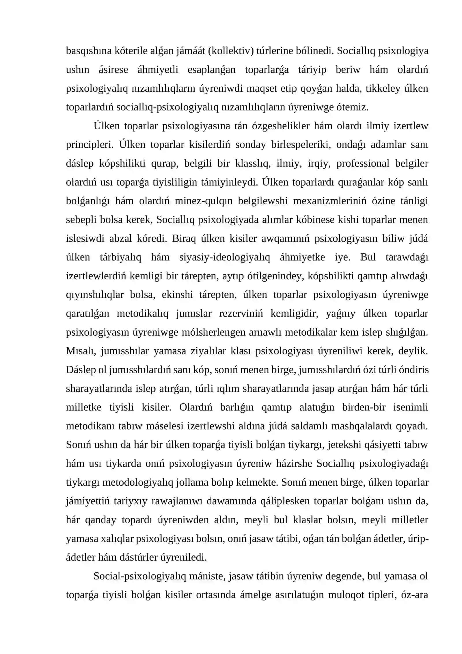 Úlken toparlar ham massalıq psixologiya 4