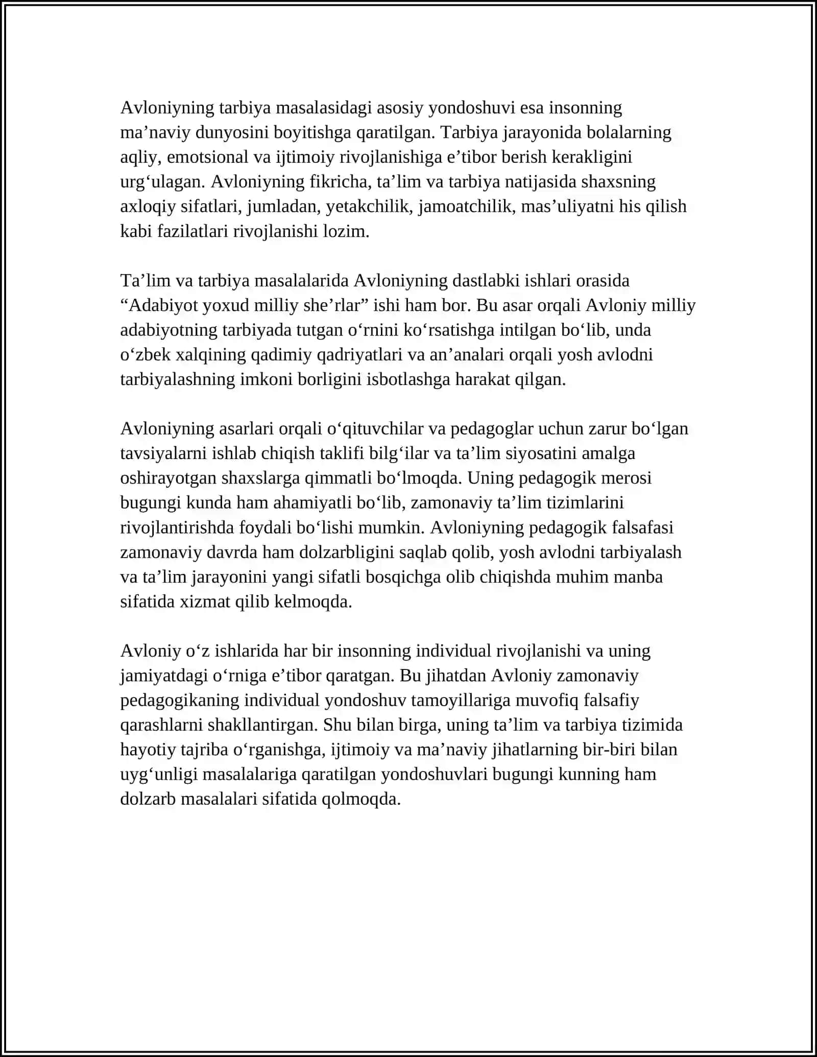 ABDULLA AVLONIYNI PEDOGOGIK FAOLIYATI TALIM VA TARBIYA HAQIDAGI QARASHLARI 4