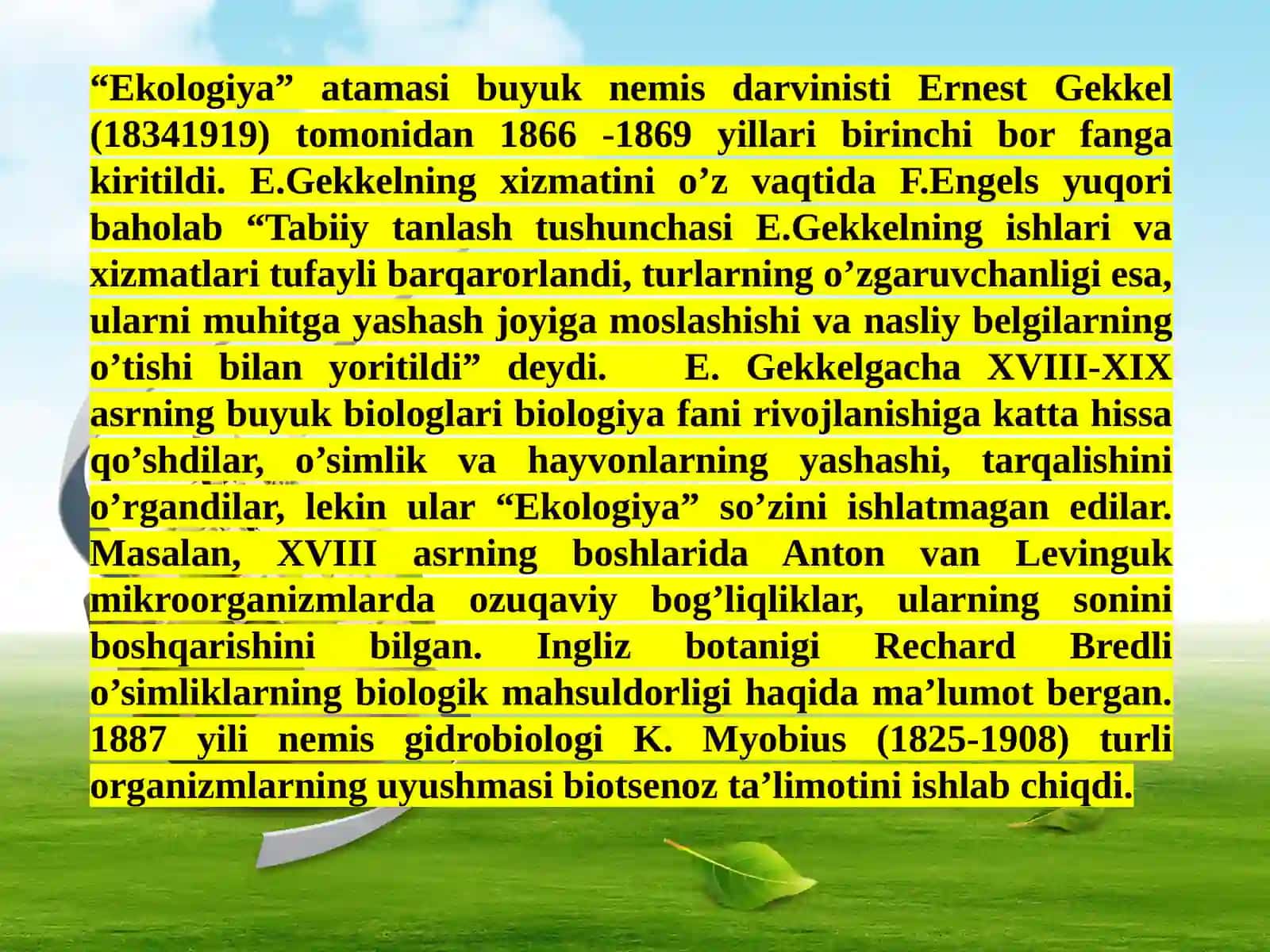 Ekologiya fani rivojlantirish bosqichlari, vazifalari va tadqiqot usullari.pptx 4