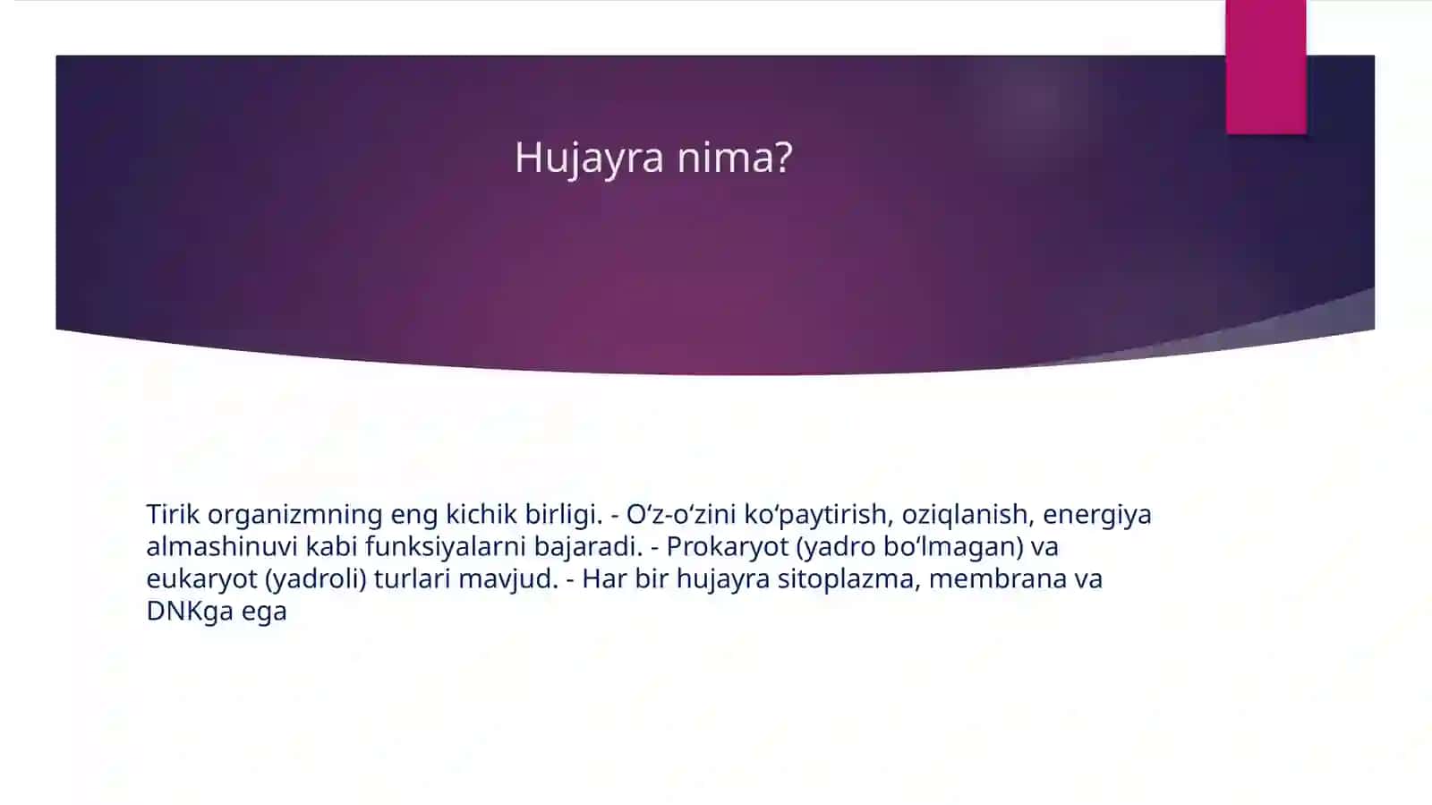 Biologiya:xujayravatuqimahaqidama’lumotTuzdi:VahobovZiyovuddin 4