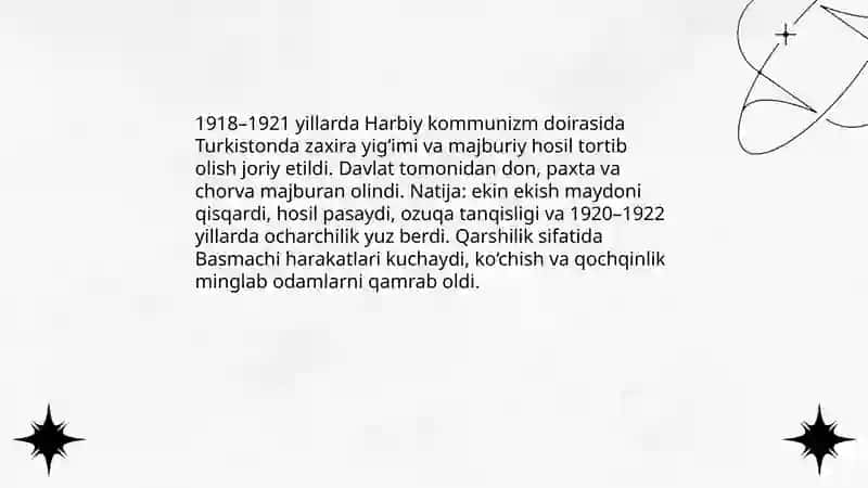 Harbiy kommunizm siyosati va uning Turkistonga taʼsiri 4
