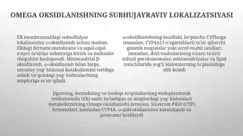 Yogʻ kislotalarini omega oksidlanishi,ahamiyati va buzilishi 4