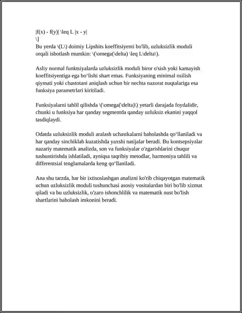 FUNKSIYANING UZLUKSIZLIK MODULI 4