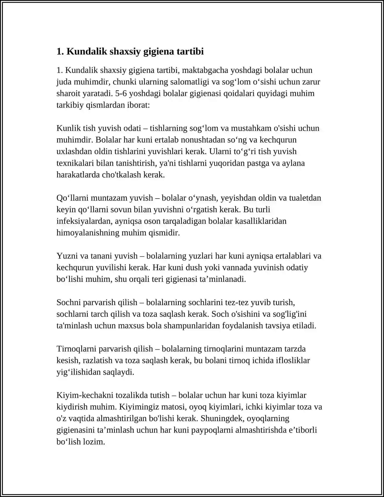 MAKTABGACHA BOLALARNI GIGENIYA QOIDALARI( 5- 6 YOSH) 4