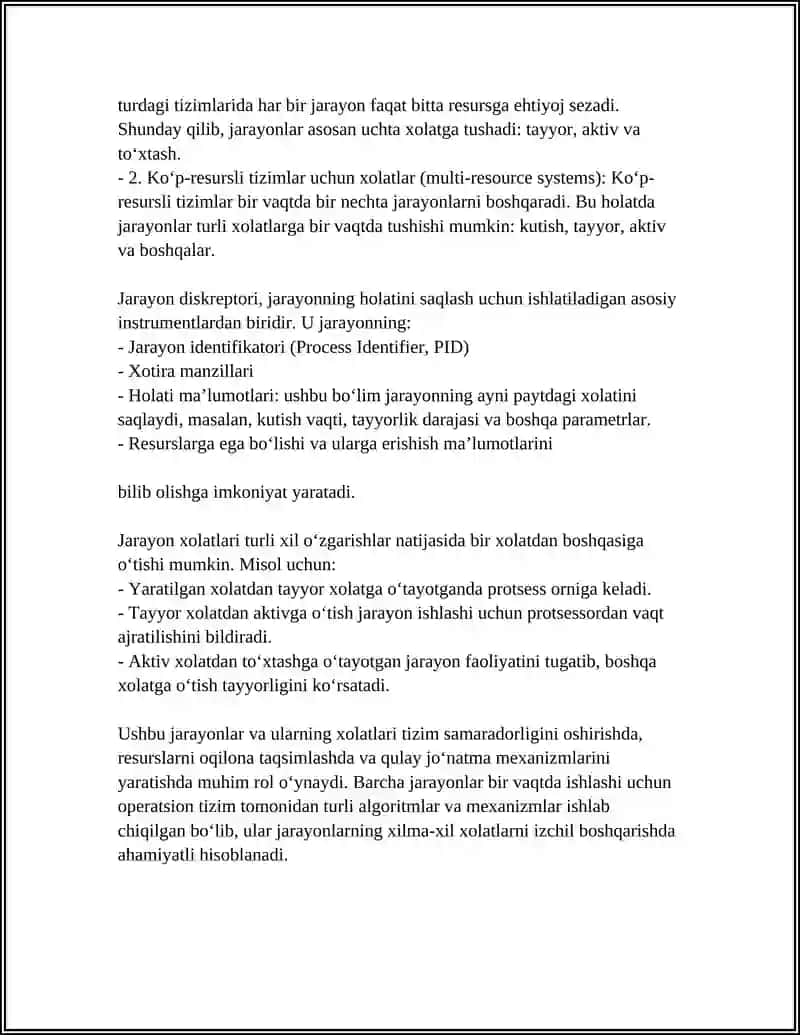 JARAYON XOLATI DIAGRAMMALARI VA JARAYON DISKRIPTORI 4
