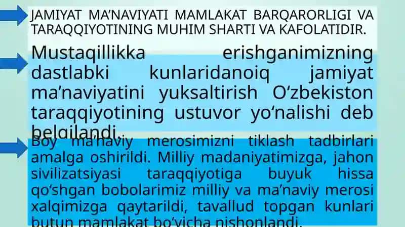 Mustaqillik yillarida O‘zbekistondagi madaniy va ma’naviy taraqqiyot. Ta’lim sohasida amalga oshirilgan islohotlar 4