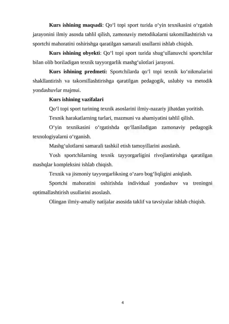 Qo'l topi sport turida o'yin texnikasini o'rgatishni takomillashtirish 4