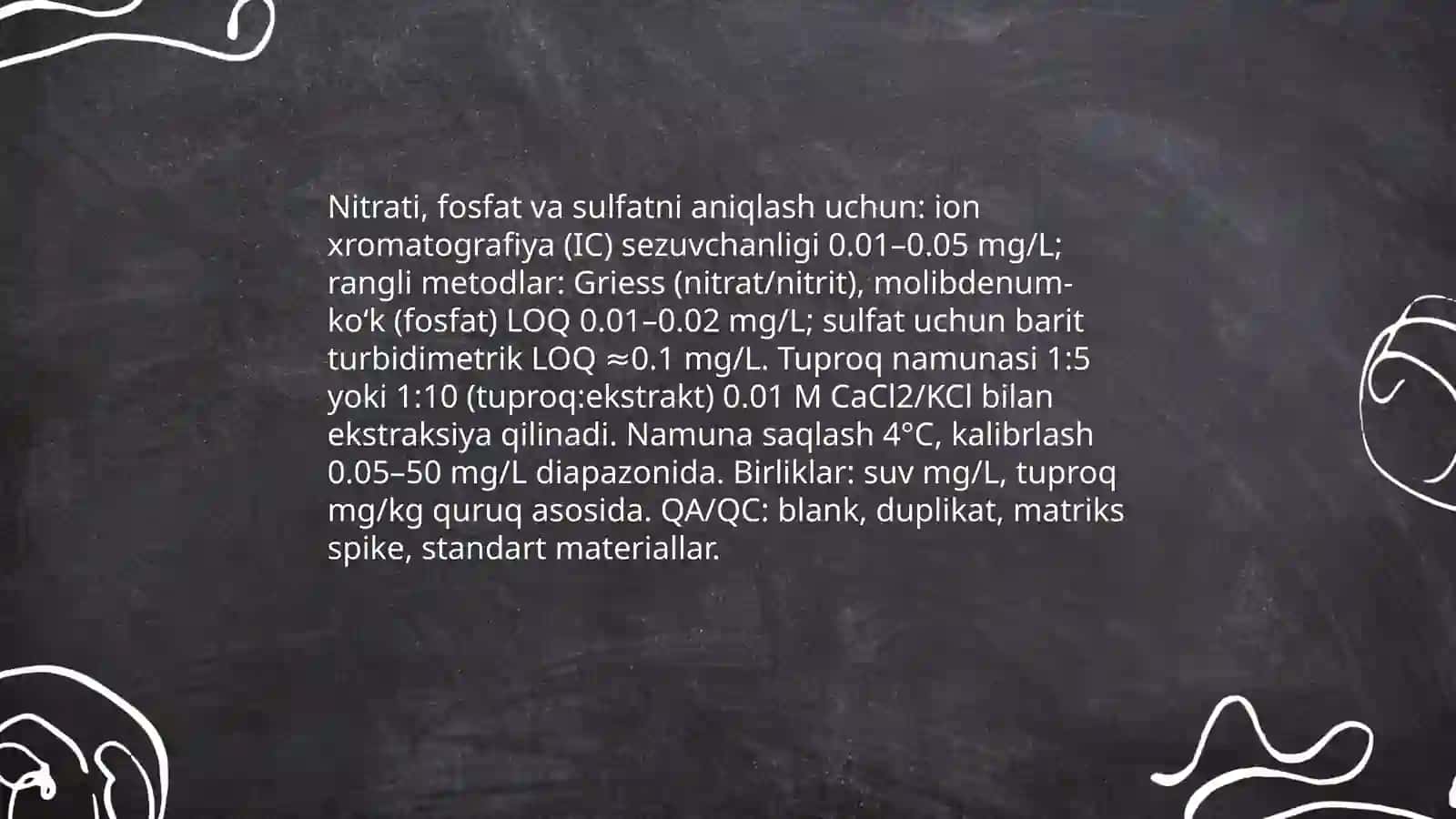 Tuproq va yuzaki suvda ion bog'lanishli birikmalarni aniqlash 4