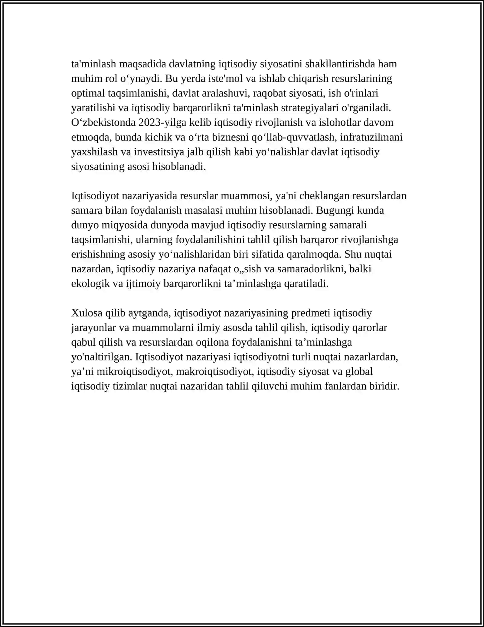 Iqtisodiyot nazariyasi fanining predmeti va vazifalari 4
