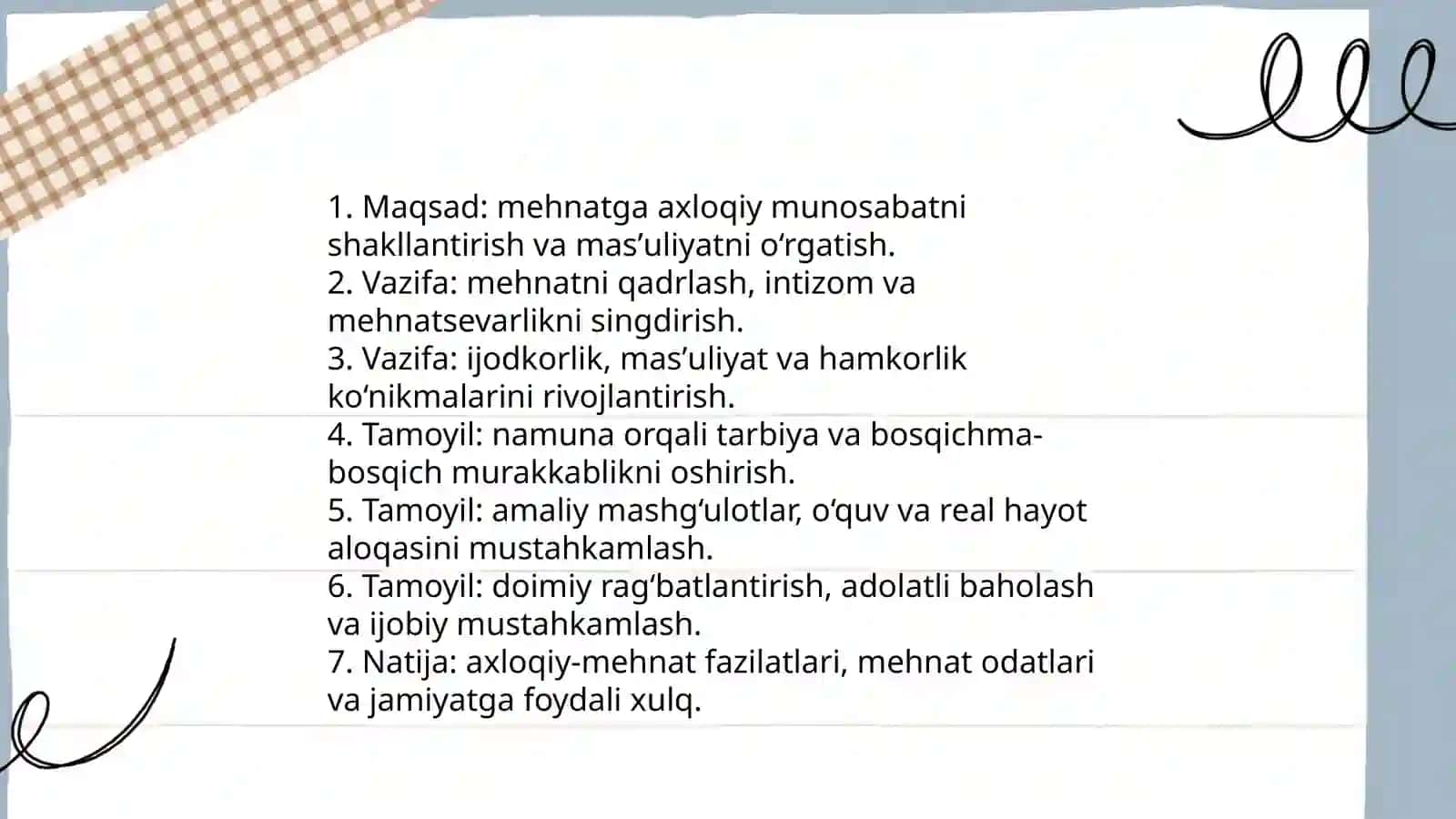 Mehnat tarbiyasi vazifalari 4