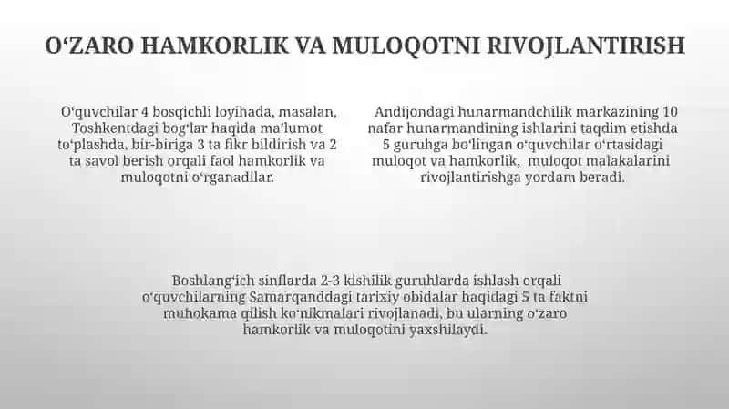 Boshlanğich sinflarda òquvchilar jamoasini shakllantrish bosqichlsri 4