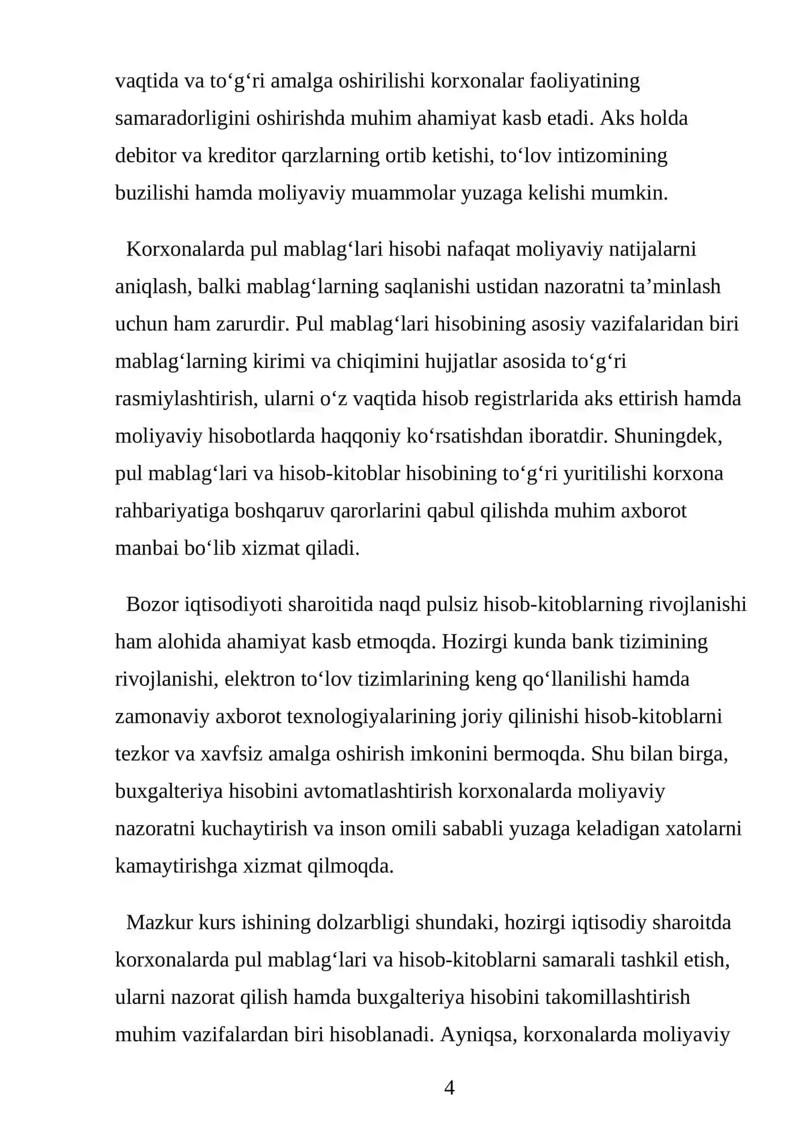 PUL MАBLАG’LАRI VА HISOВ-KITОBLАRLАRNING MАZMUNI HАMDА ULАRNI HISOВGА ОLISHNING VАZIFАLАRI 4