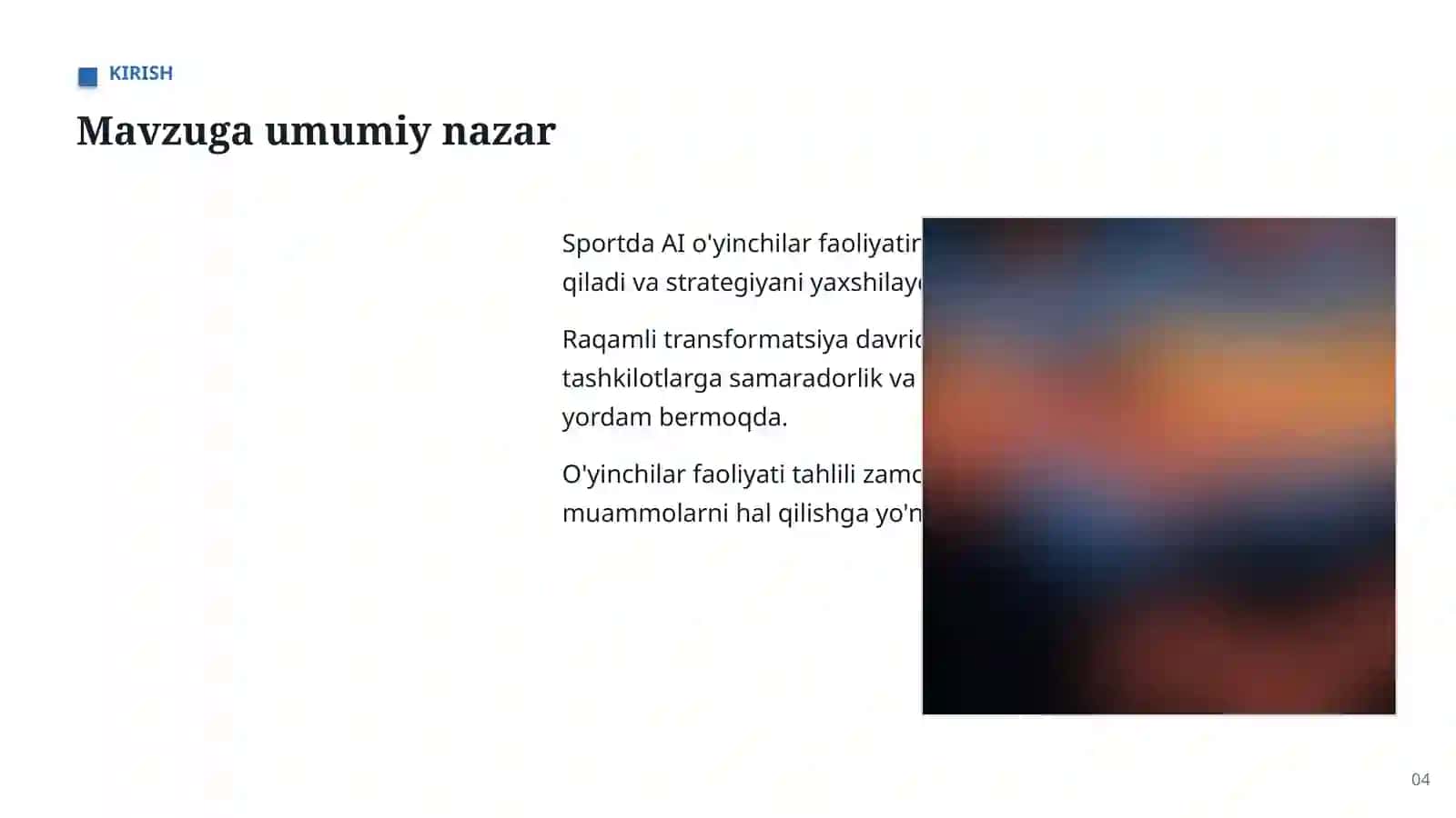 Sportda AI O'yinchilar Faoliyati Tahlili 4