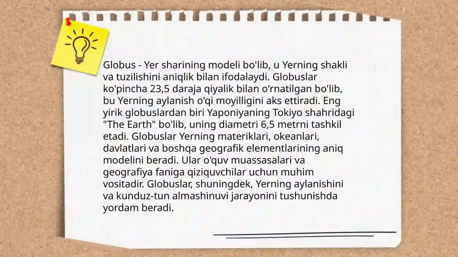 Plan va xarita bilan ishlash. Globus 4