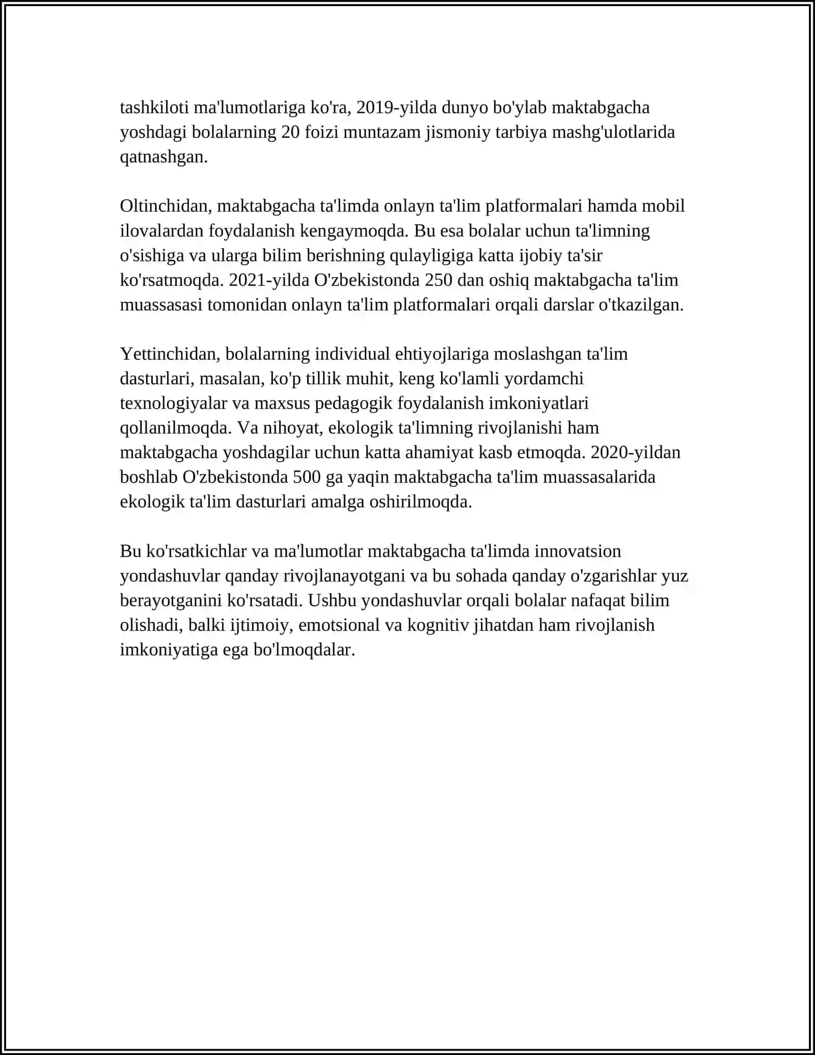 MAKTABGACHA TAʼLIM TASHKILOTLARI VA ULARNI TASHKIL ETISH 4