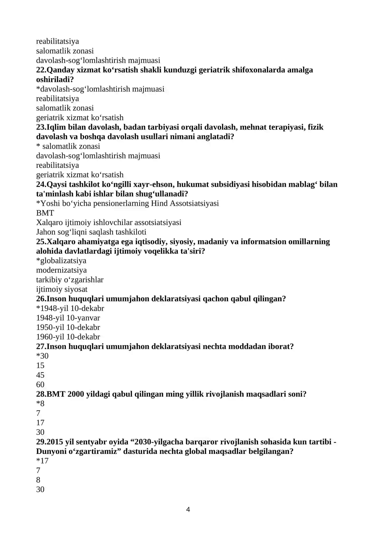 Ijtimoiy ishning tamoyili fanidan 2-semestr uchun yakuniy nazorat savollari 4