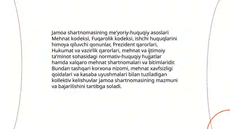 Jamoa shartnomasi. Jamoa shartnomasining mazmuni va tuzilishi. 4