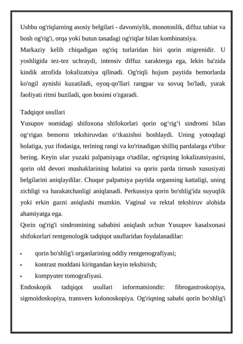 Qorin og'rig'i sindromi 4
