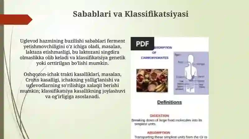 Uglevodlarning xazmlanishi va soʻrilish jarayonining buzilishi 4
