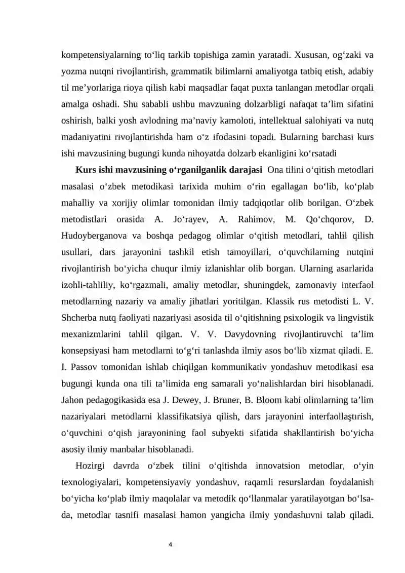 Ona tilini o‘qitishda metod va usullar tasnifi 4