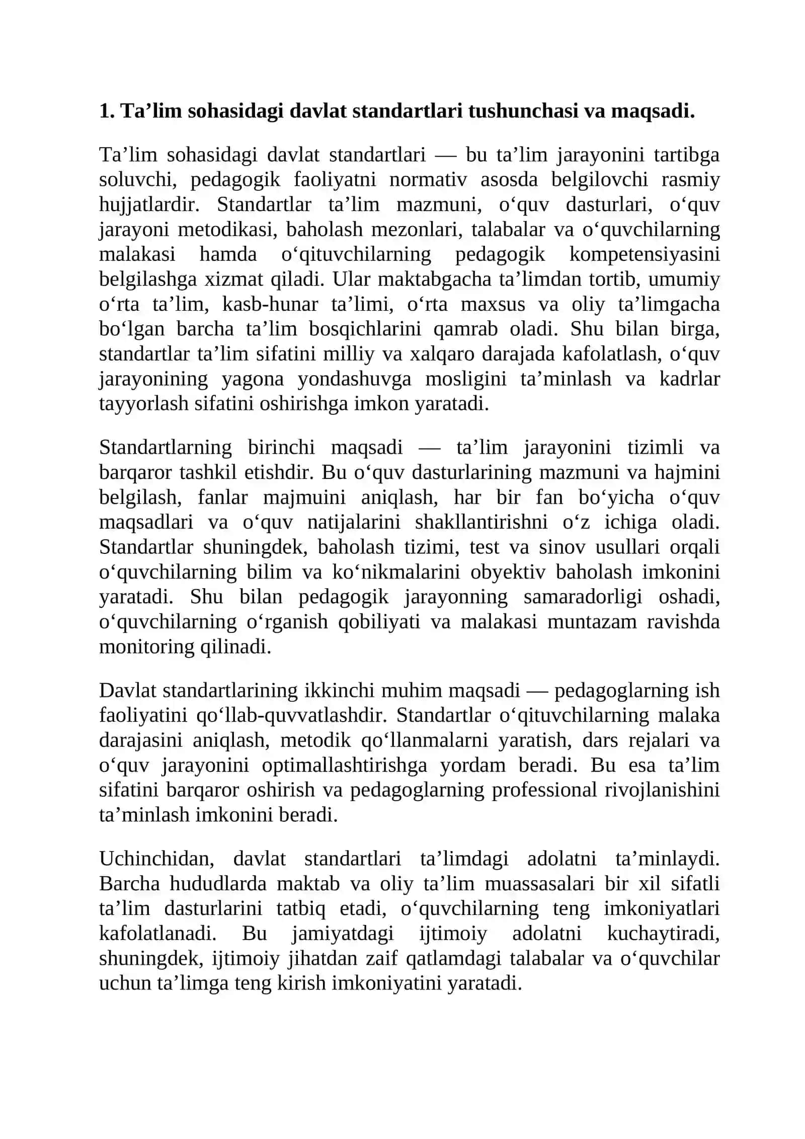 Ta'lim sohasidagi Davlat standartlari 4
