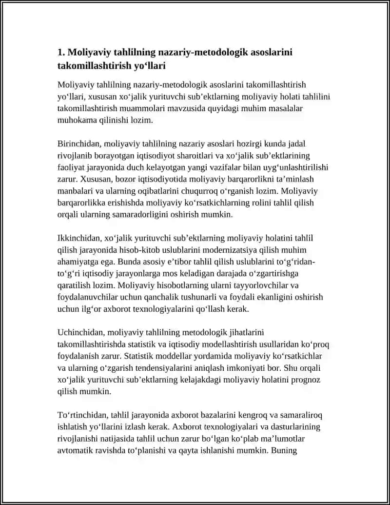 XO'JALIK YURITUVCHI SUB'EKTLARNING MOLIYAVIY HOLATI TAHLILINI TAKOMILLASHTIRISH MUAMMOLARI 4