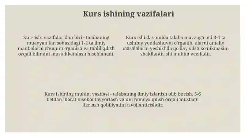 Kurs ishining maqsadi va vazifasi 4