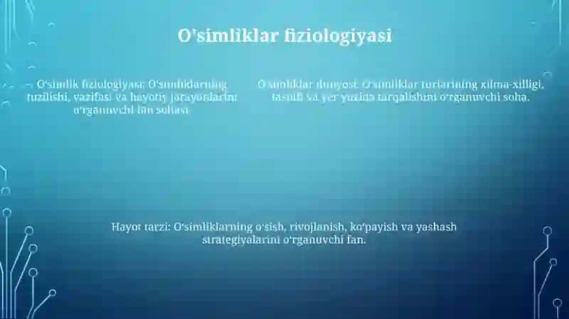 OʻSimliklar Dunyosi Va Ularni Hayot Tarzi Haqidagi Bilimlarni Olish Va Tahlil Qilish 4