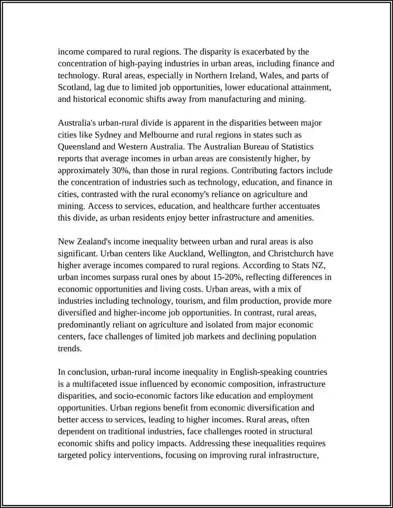 MUSTAQIL ISH: THE URBAN - RURAL DIVIDE LIVING STANDARDS AND INFRASTRUCTURE IN ENGLISH SPEAKING COUNTRIES 4