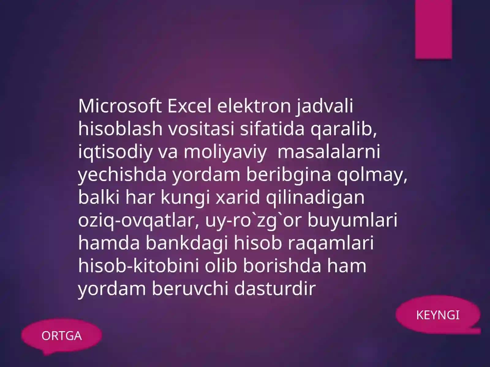 Micrasoft Excel dasturi 4