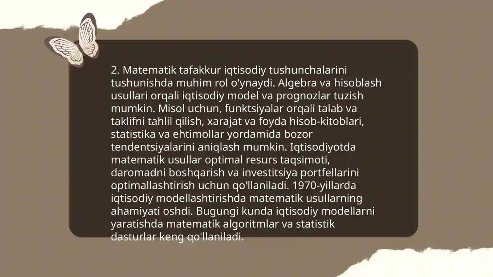 Boshlang'ich sinf matematikasi va matematika darslarida iqtisodiy savodxonliki shakllantirishning bosqichlari orasidagi uzviylik 4