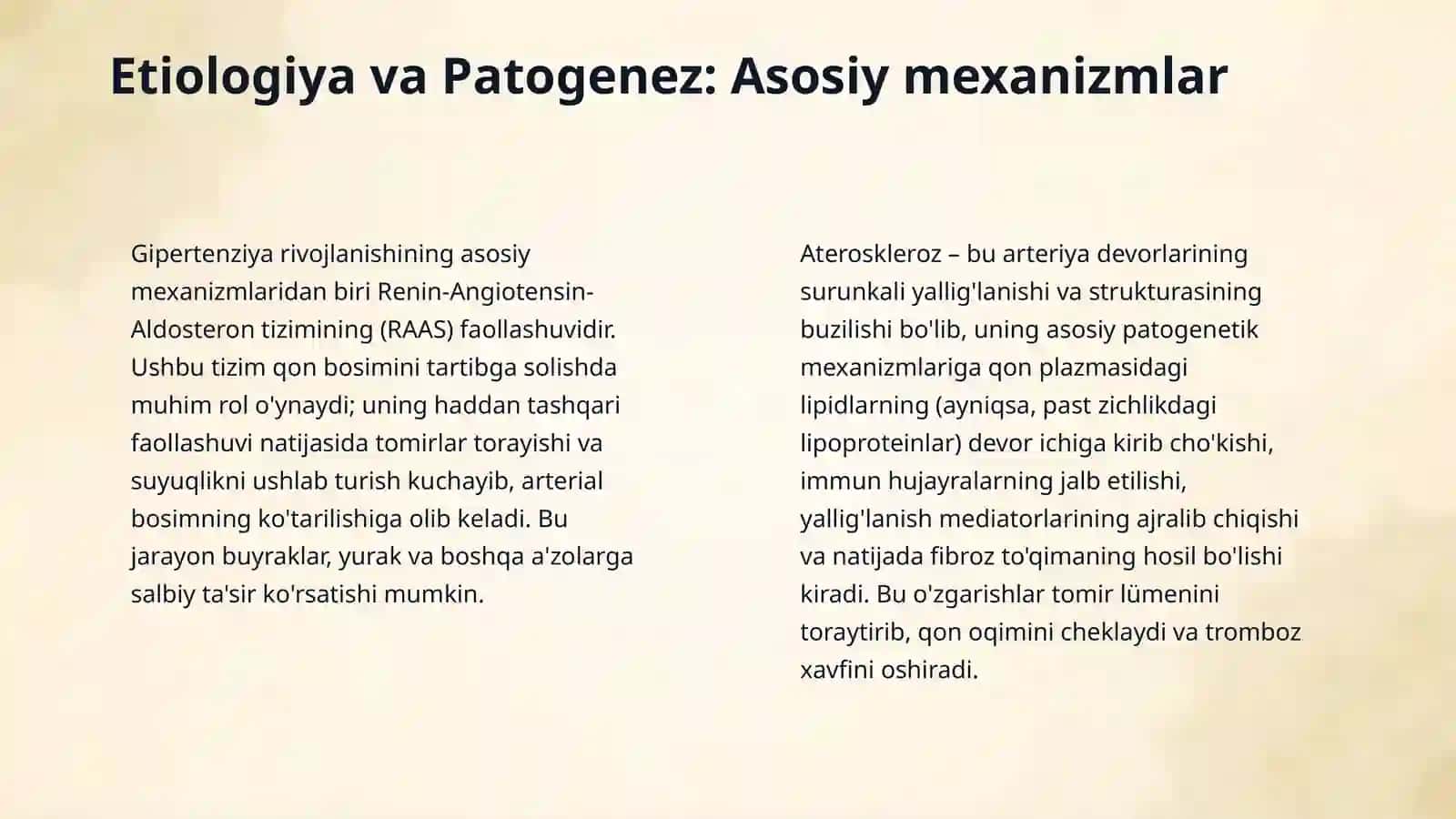 Qon tomir patologiyasi. Tomir anomaliyalari. Gipertenziya. Ateroskeleroz. Anevrizmalar. Vaskulitlar. Vena va limfa tomirlari patologiyasi. Tomir o'smalari 4