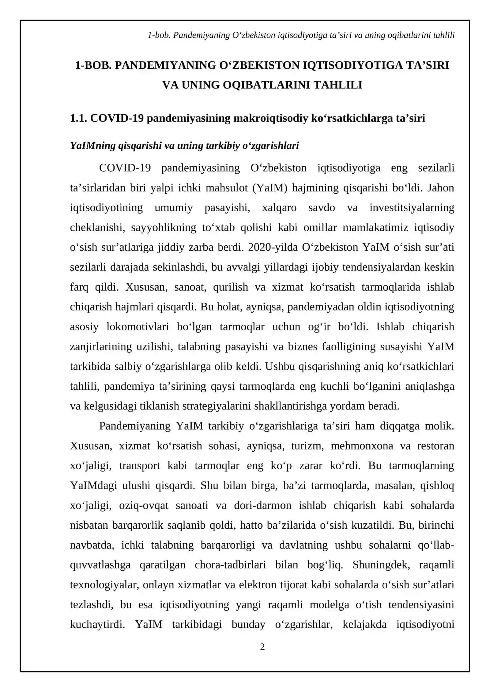 Pandemiya oqibatlarini bartaraf etishda O‘zbekistonning iqtisodiy salohiyatidan samarali foydalanish yo‘llari 4