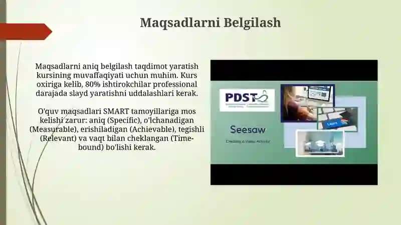 Taqdimot slaydlarini yaratish bo‘limini o‘qitishmetodikasi 4
